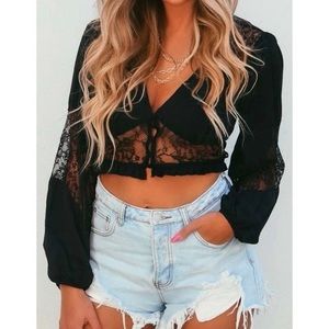 NWT Black Crop Top